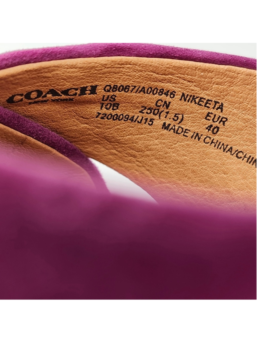 Coach Nikeeta Plum Purple Suede Ankle Wrap Block High Heel Platform Sandals - Picture 11 of 13